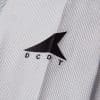 Close view of black DCDT embroidery on gray Albino and Preto kids gi sleeve