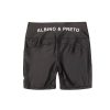 Black Albino and Preto womens compression shorts back view with white waistband branding
