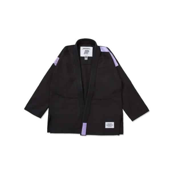 Albino and Preto Series 15 Brazil black gi jacket front with purple accents