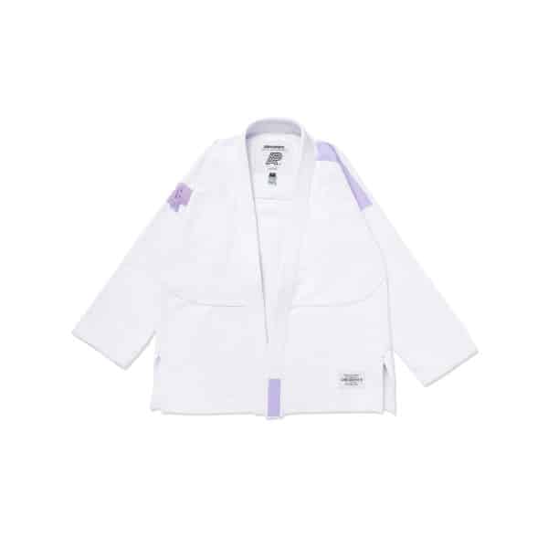 Albino and Preto Series 15 Brazil white gi jacket front with purple accents