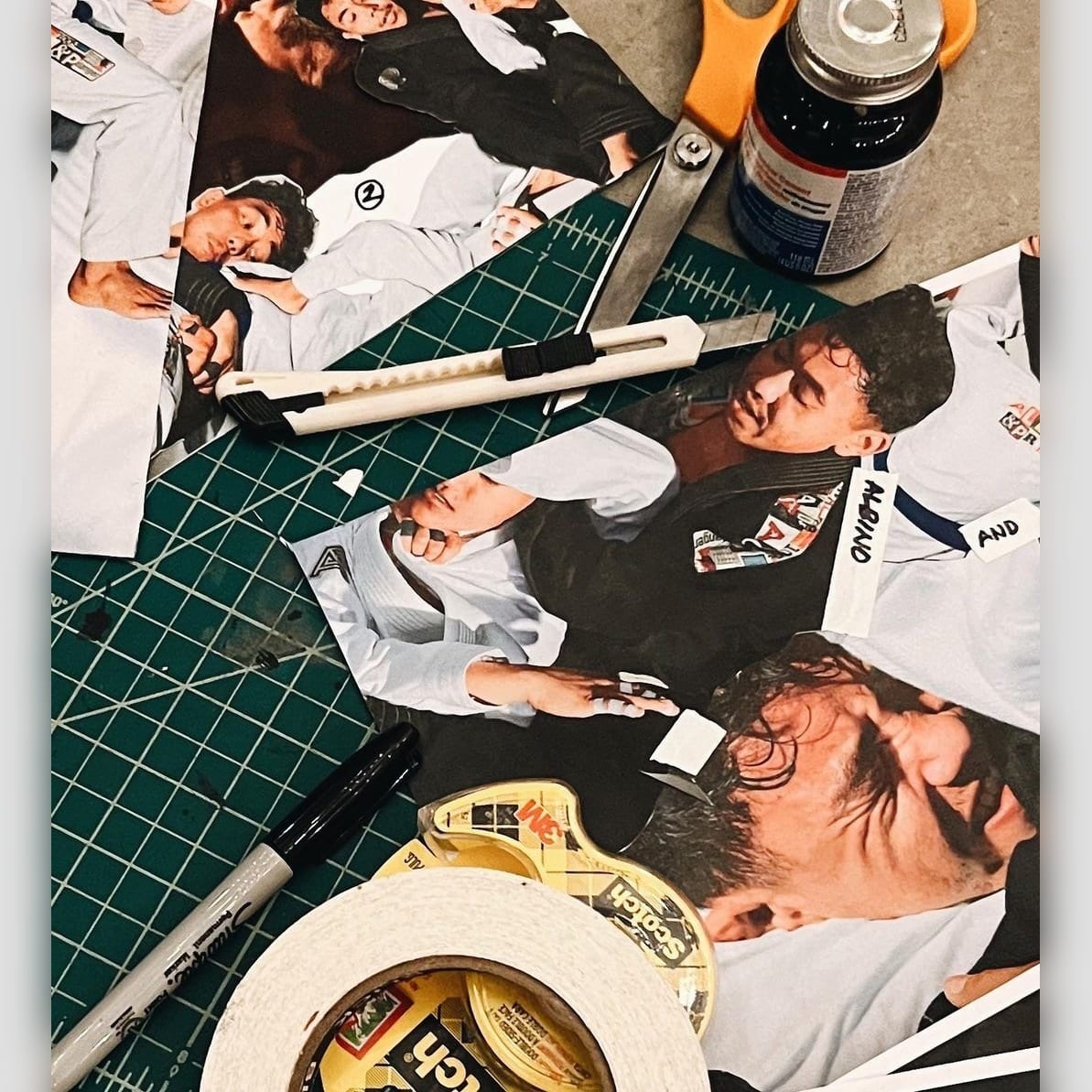 Albino and Preto Batch 105 Collage design materials with gi artwork and craft tools