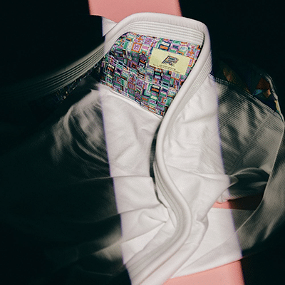 Albino and Preto Batch 108 Stained Glass white gi with colorful inner collar design