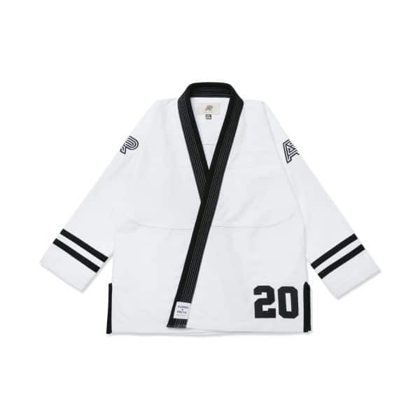 AP 2023 TEAM GI white front view with black lapel, sleeve stripes and lower 20 number.