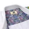 Albino and Preto B108 kimono interior yoke with stained glass pattern and label