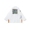Albino and Preto B108 white kimono back view with large stained glass back patch