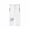 Albino and Preto B108 white pants back view with blue AP leg embroidery and side patches